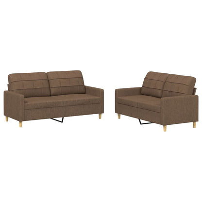 Set di Divani 2 pz con Cuscini Marrone in Tessuto | homemem39