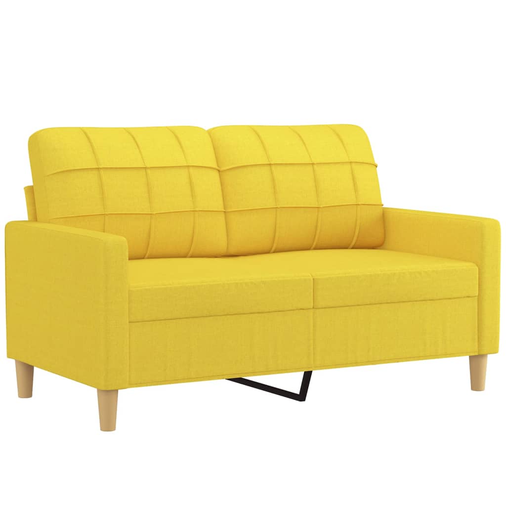 Set di Divani 2 pz con Cuscini Giallo Chiaro in Tessuto | homemem39