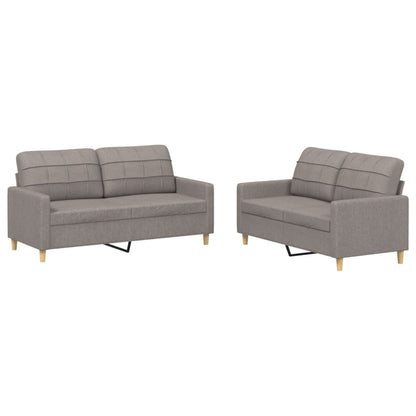 Set di Divani 2 pz con Cuscini Tortora in Tessuto | homemem39
