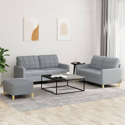 Set di Divani 3 pz con Cuscini Grigio Chiaro in Tessuto | homemem39