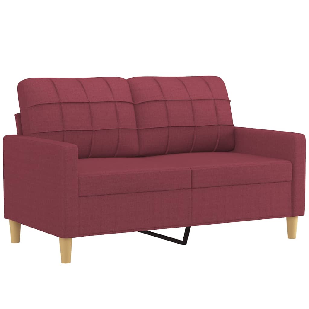 Set di Divani 3 pz con Cuscini Rosso Vino in Tessuto | homemem39