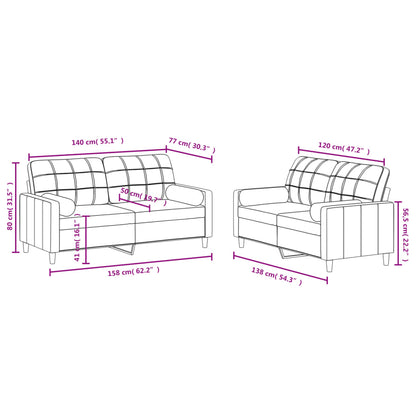 Set Divani 2 pz con Cuscini Grigio Chiaro in Tessuto | homemem39