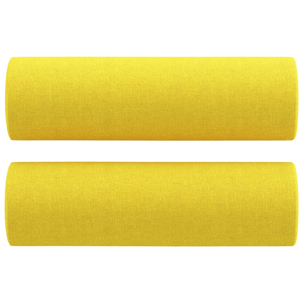 Set di Divani 2 pz con Cuscini Giallo Chiaro in Tessuto
