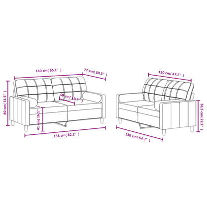 Set Divani 2 pz con Cuscini Tortora in Tessuto | homemem39