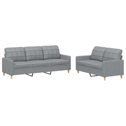 Set di Divani 2 pz con Cuscini Grigio Chiaro in Tessuto | homemem39