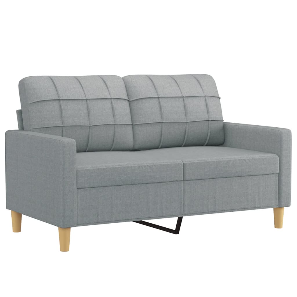 Set di Divani 2 pz con Cuscini Grigio Chiaro in Tessuto | homemem39
