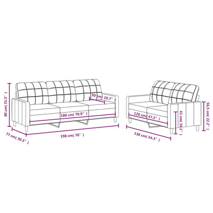 Set di Divani 2 pz con Cuscini Grigio Chiaro in Tessuto | homemem39