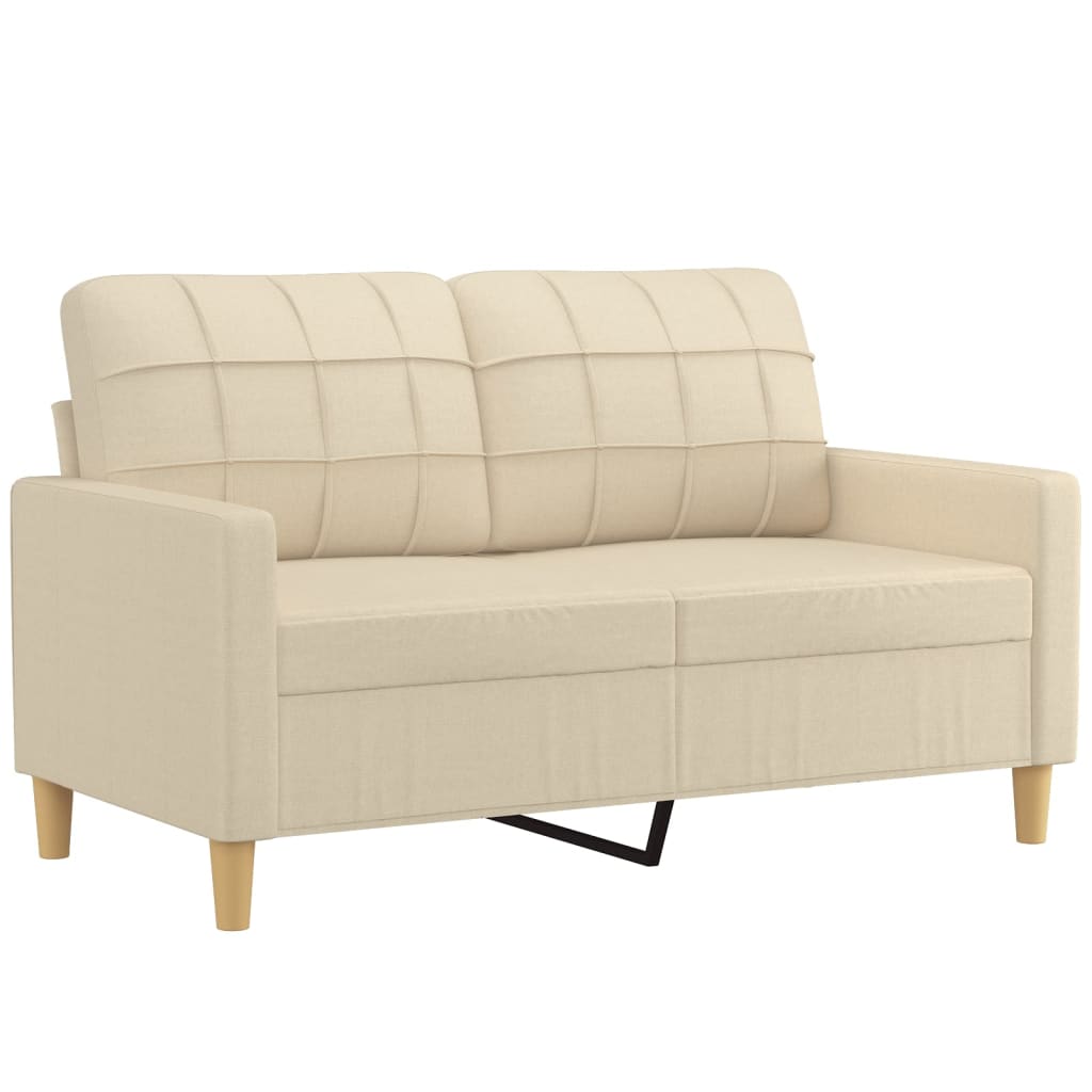 Set di Divani 2 pz con Cuscini Crema in Tessuto | homemem39