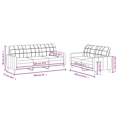 Set di Divani 2 pz con Cuscini Crema in Tessuto | homemem39