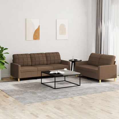 Set di Divani 2 pz con Cuscini Marrone in Tessuto | homemem39