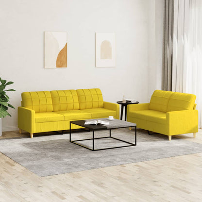 Set di Divani 2 pz con Cuscini Giallo Chiaro in Tessuto - homemem39