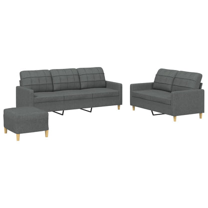 Set di Divani 3 pz con Cuscini Grigio Scuro in Tessuto | homemem39