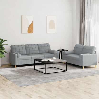 Set Divani 2 pz con Cuscini Grigio Chiaro in Tessuto | homemem39