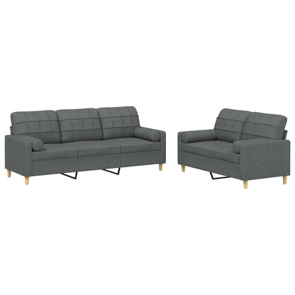 Set di Divani 2 pz con Cuscini Grigio Scuro in Tessuto | homemem39