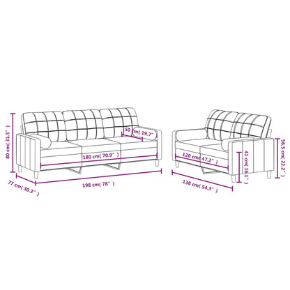 Set di Divani 2 pz con Cuscini Grigio Scuro in Tessuto | homemem39