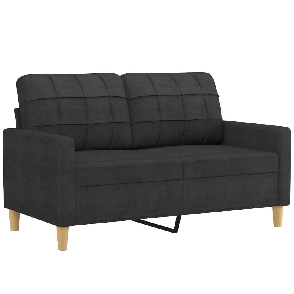 Set Divani 2 pz con Cuscini Nero in Tessuto | homemem39