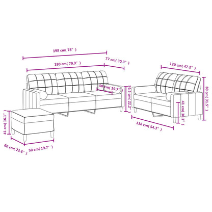 Set di Divani 3 pz con Cuscini Grigio Scuro in Tessuto | homemem39