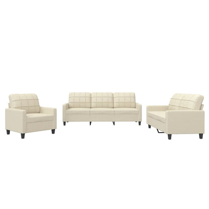 Set di Divani 3 pz con Cuscini crema in Similpelle | homemem39