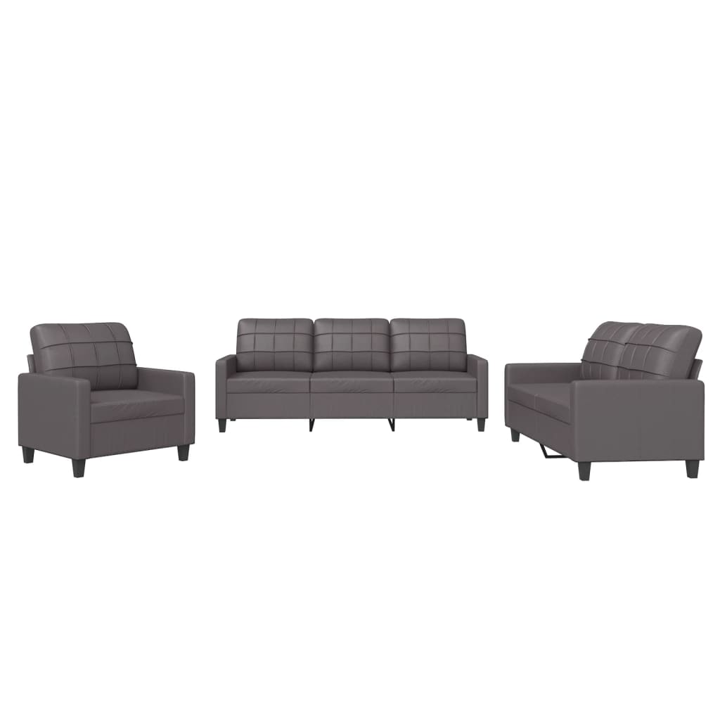 Set di Divani 3 pz con Cuscini Grigio in Similpelle | homemem39