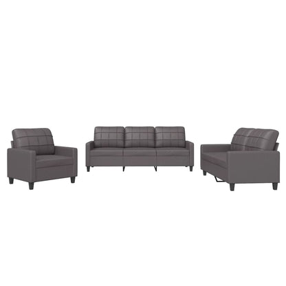 Set di Divani 3 pz con Cuscini Grigio in Similpelle | homemem39