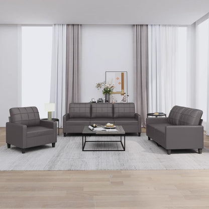 Set di Divani 3 pz con Cuscini Grigio in Similpelle - homemem39
