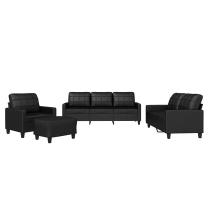 Set di Divani 4 pz con Cuscini Nero in Similpelle - homemem39