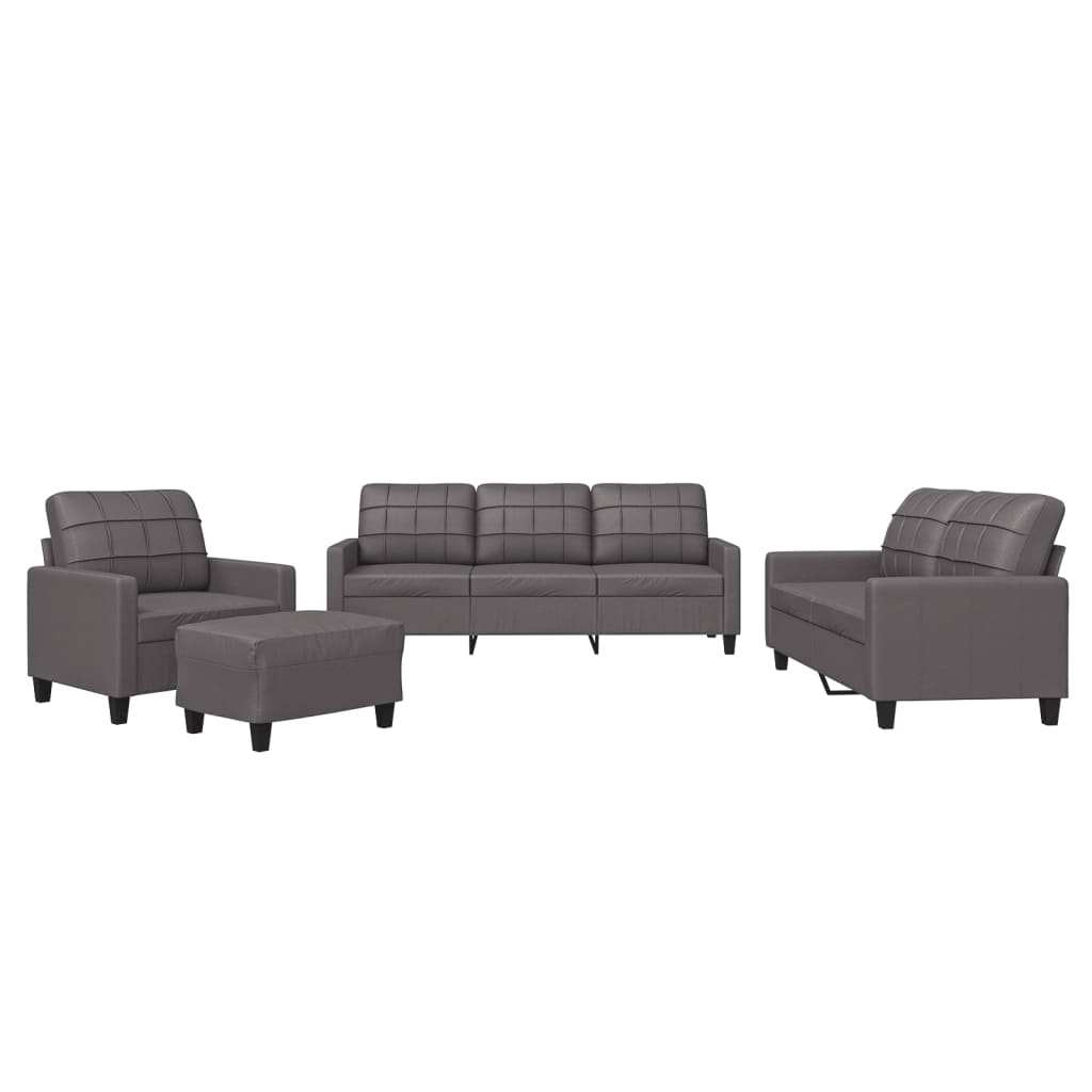 Set di Divani 4 pz con Cuscini Grigio in Similpelle - homemem39