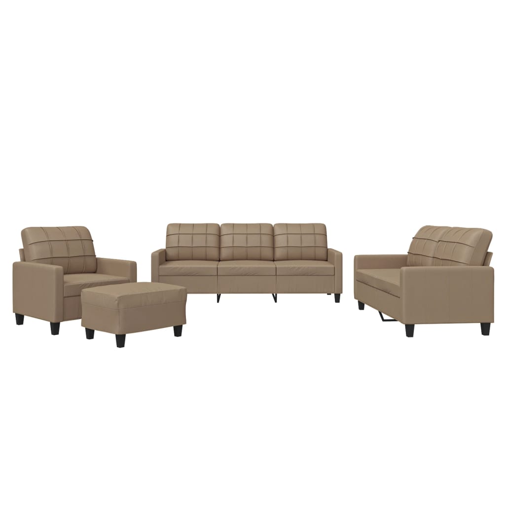 Set di Divani 4 pz con Cuscini cappuccino in Similpelle - homemem39