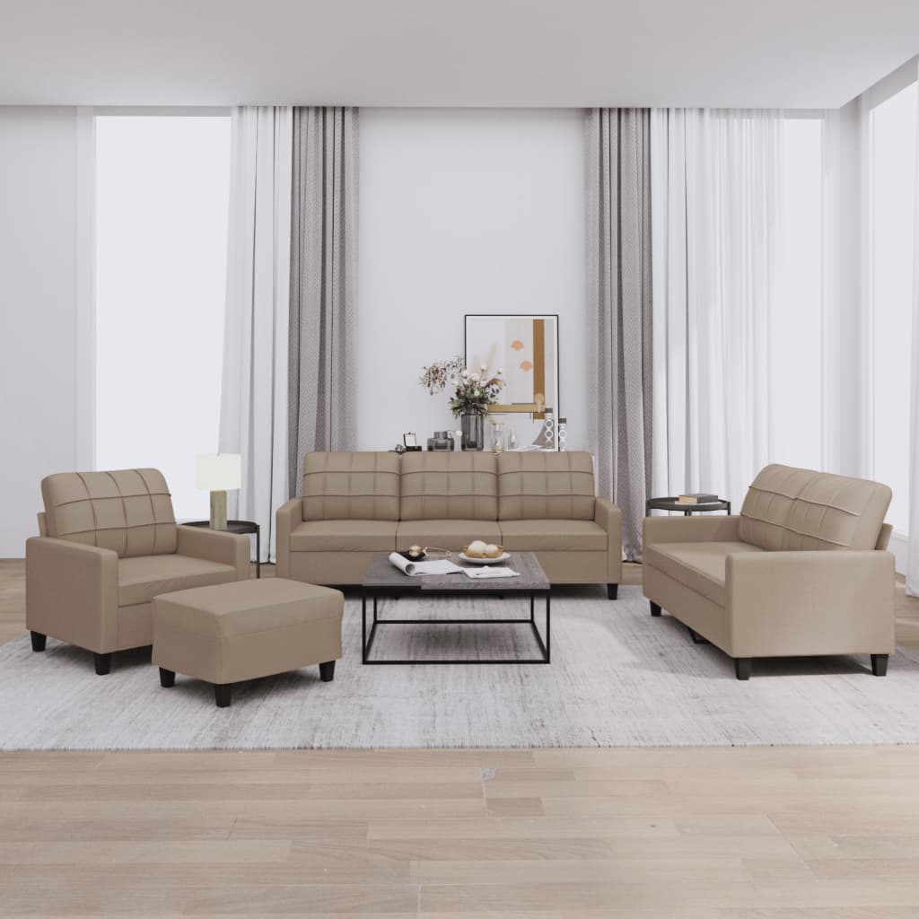 Set di Divani 4 pz con Cuscini cappuccino in Similpelle | homemem39