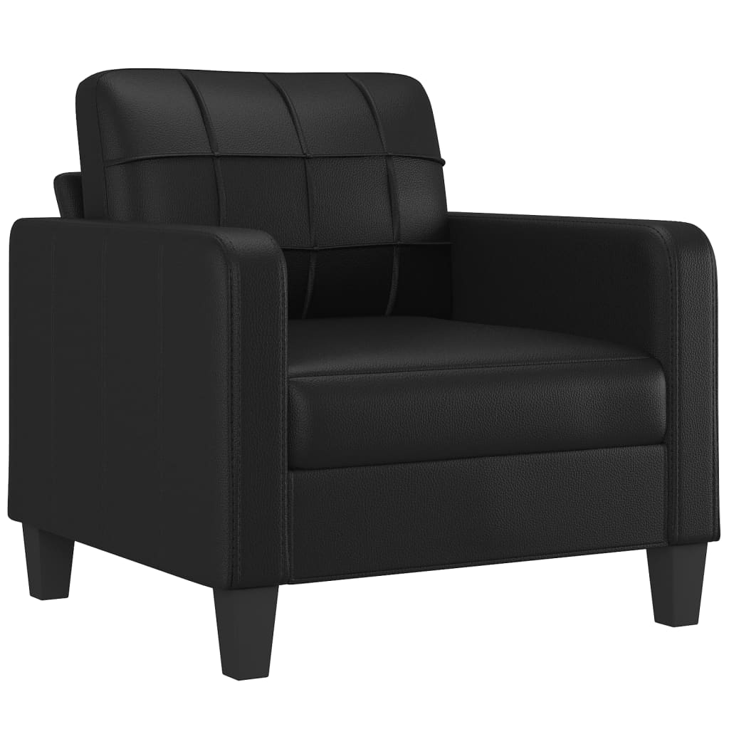 Set di Divani 3 pz con Cuscini Nero in Similpelle | homemem39