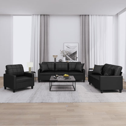 Set di Divani 3 pz con Cuscini Nero in Similpelle | homemem39