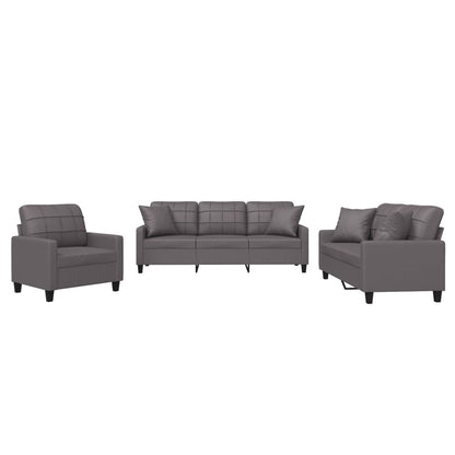 Set di Divani 3 pz con Cuscini Grigio in Similpelle | homemem39