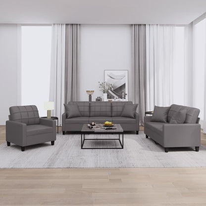 Set di Divani 3 pz con Cuscini Grigio in Similpelle | homemem39