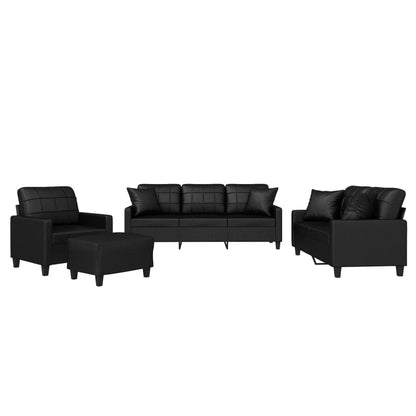 Set di Divani 4 pz con Cuscini Nero in Similpelle | homemem39