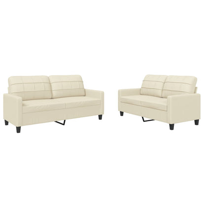 Set di Divani 2 pz con Cuscini crema in Similpelle - homemem39