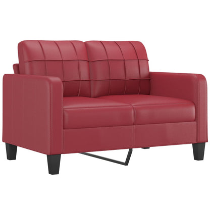 Set di Divani 2 pz con Cuscini Rosso Vino in Similpelle | homemem39