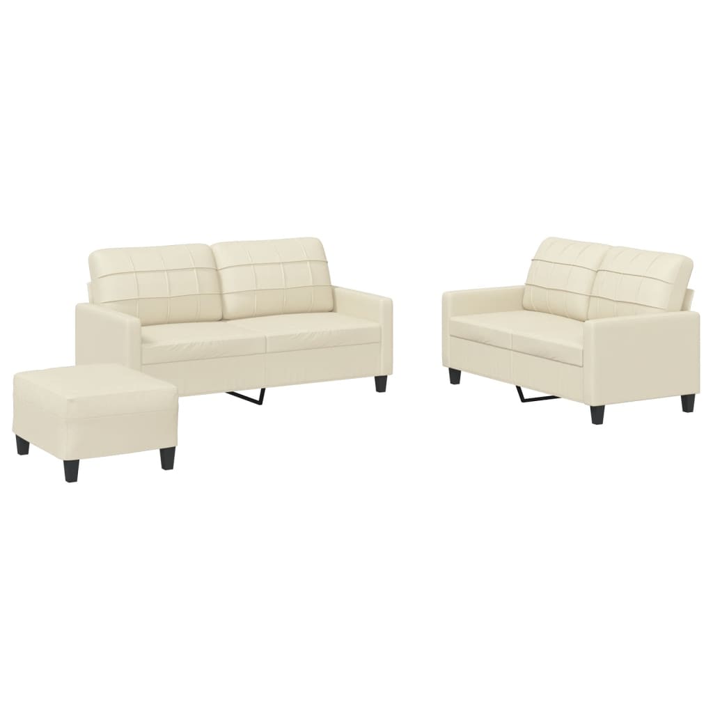 Set di Divani 3 pz con Cuscini crema in Similpelle | homemem39