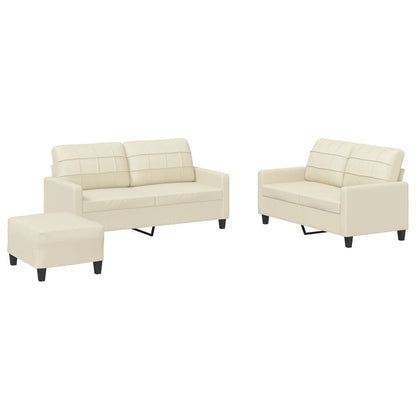 Set di Divani 3 pz con Cuscini crema in Similpelle | homemem39