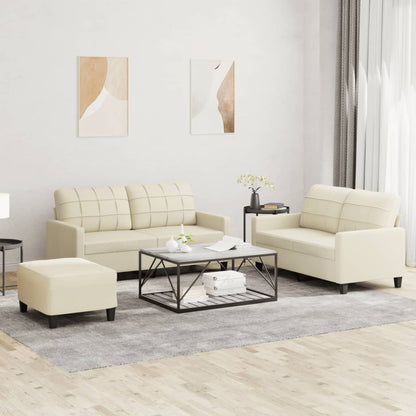 Set di Divani 3 pz con Cuscini crema in Similpelle | homemem39