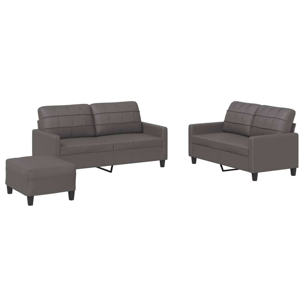 Set di Divani 3 pz con Cuscini Grigio in Similpelle | homemem39