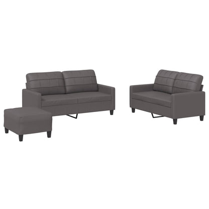 Set di Divani 3 pz con Cuscini Grigio in Similpelle | homemem39