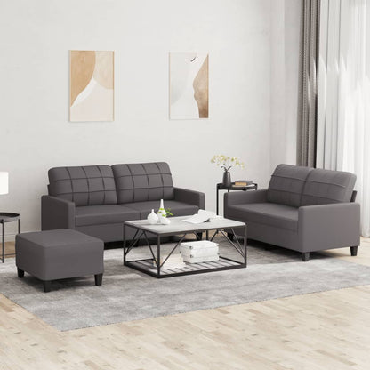 Set di Divani 3 pz con Cuscini Grigio in Similpelle | homemem39
