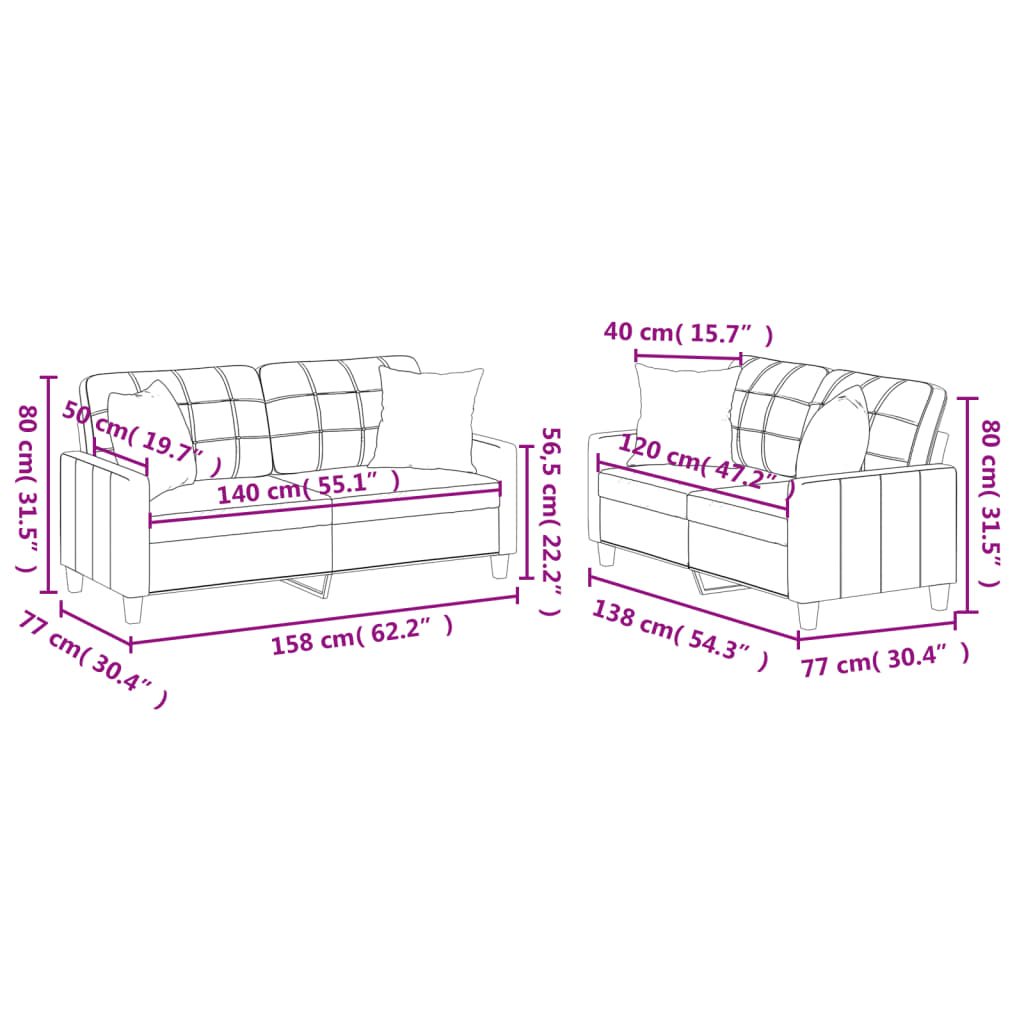 Set di Divani 2 pz con Cuscini Nero in Similpelle | homemem39