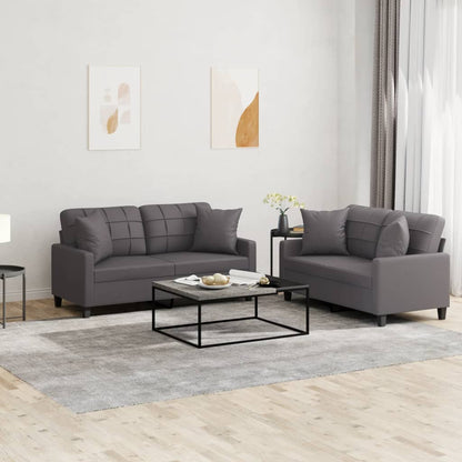 Set di Divani 2 pz con Cuscini Grigio in Similpelle | homemem39
