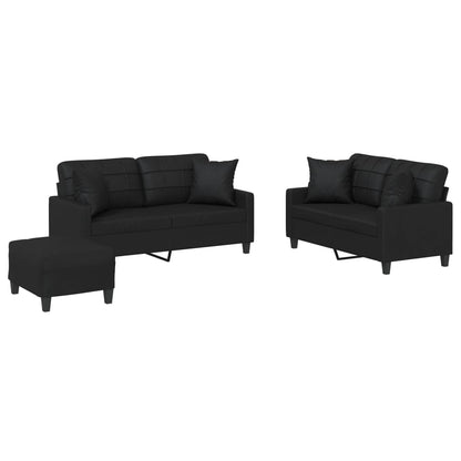 Set di Divani 3 pz con Cuscini Nero in Similpelle | homemem39