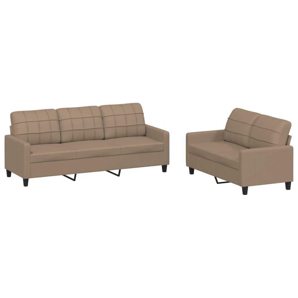 Set di Divani 2 pz con Cuscini cappuccino in Similpelle | homemem39