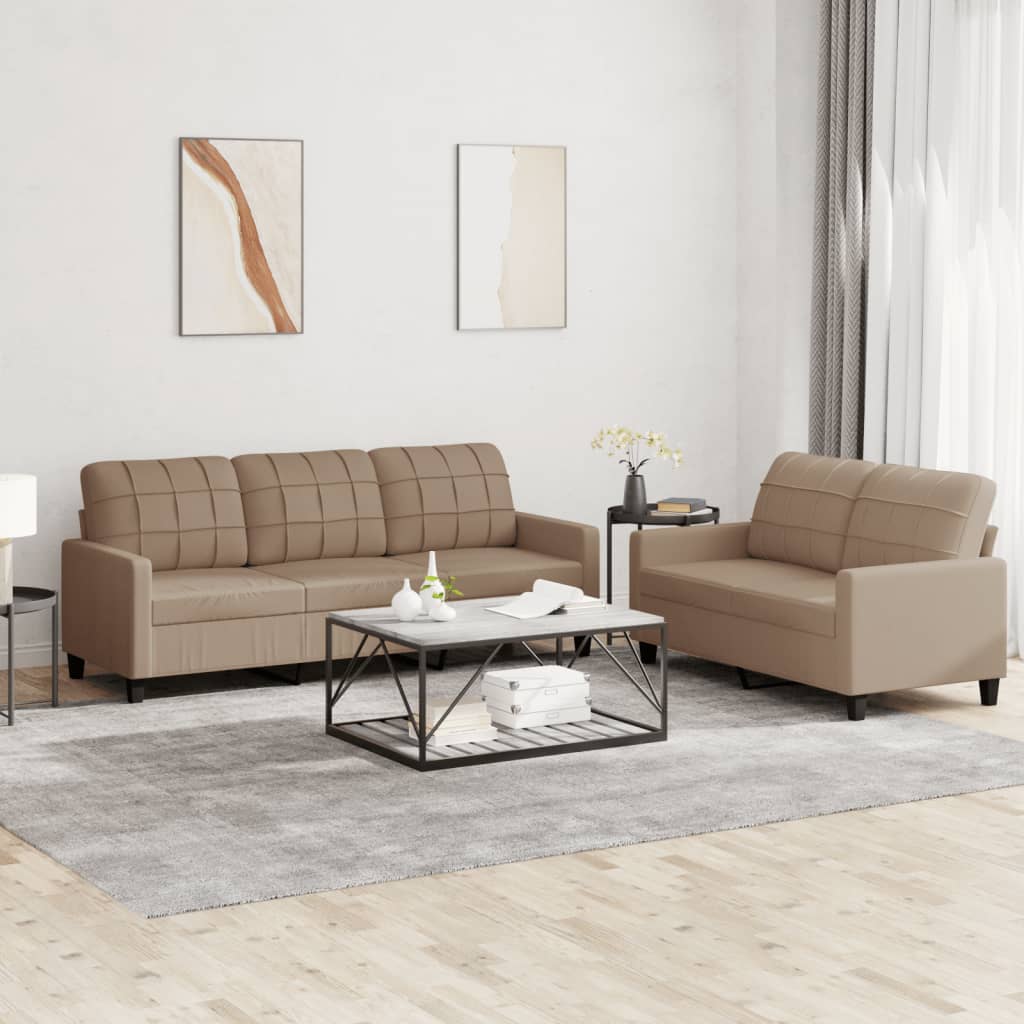 Set di Divani 2 pz con Cuscini cappuccino in Similpelle | homemem39