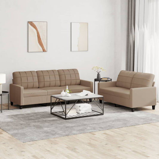 Set di Divani 2 pz con Cuscini cappuccino in Similpelle | homemem39