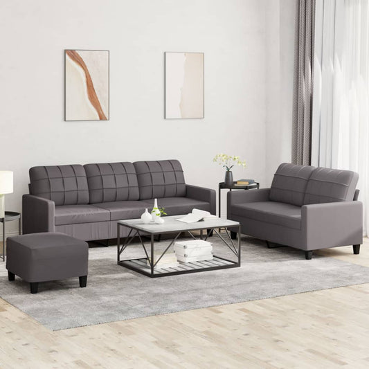 Set di Divani 3 pz con Cuscini Grigio in Similpelle | homemem39