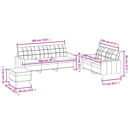 Set di Divani 3 pz con Cuscini Rosso Vino in Similpelle | homemem39